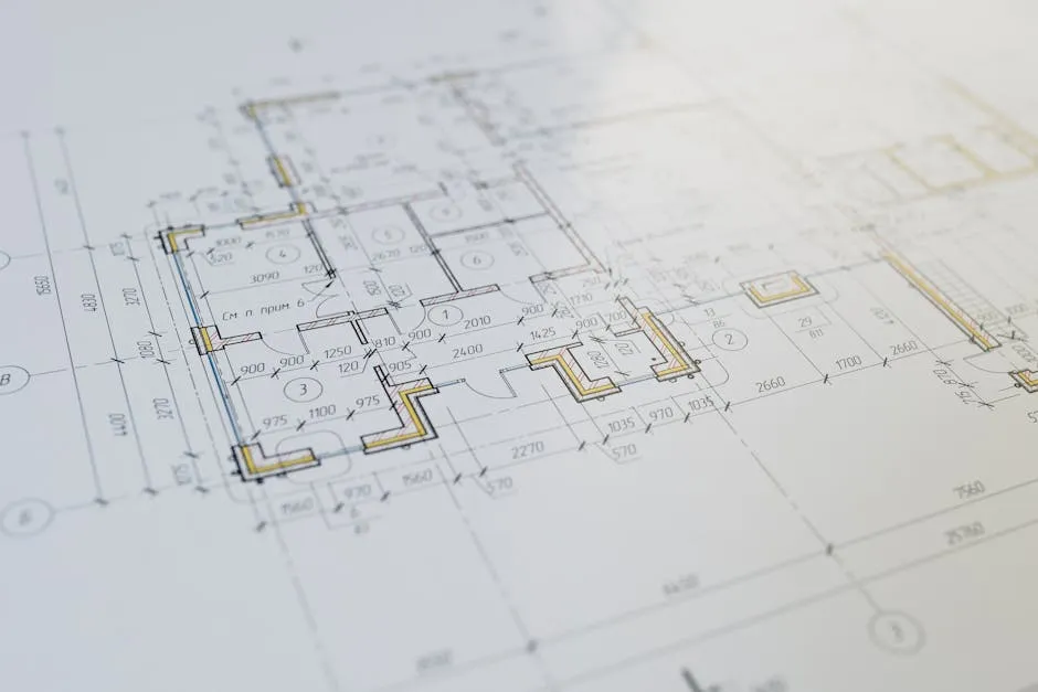Architectural floor plan drawing with dimension lines for a residential build