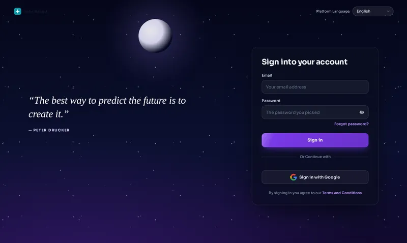 Midnight stars animated GoHighLevel login page